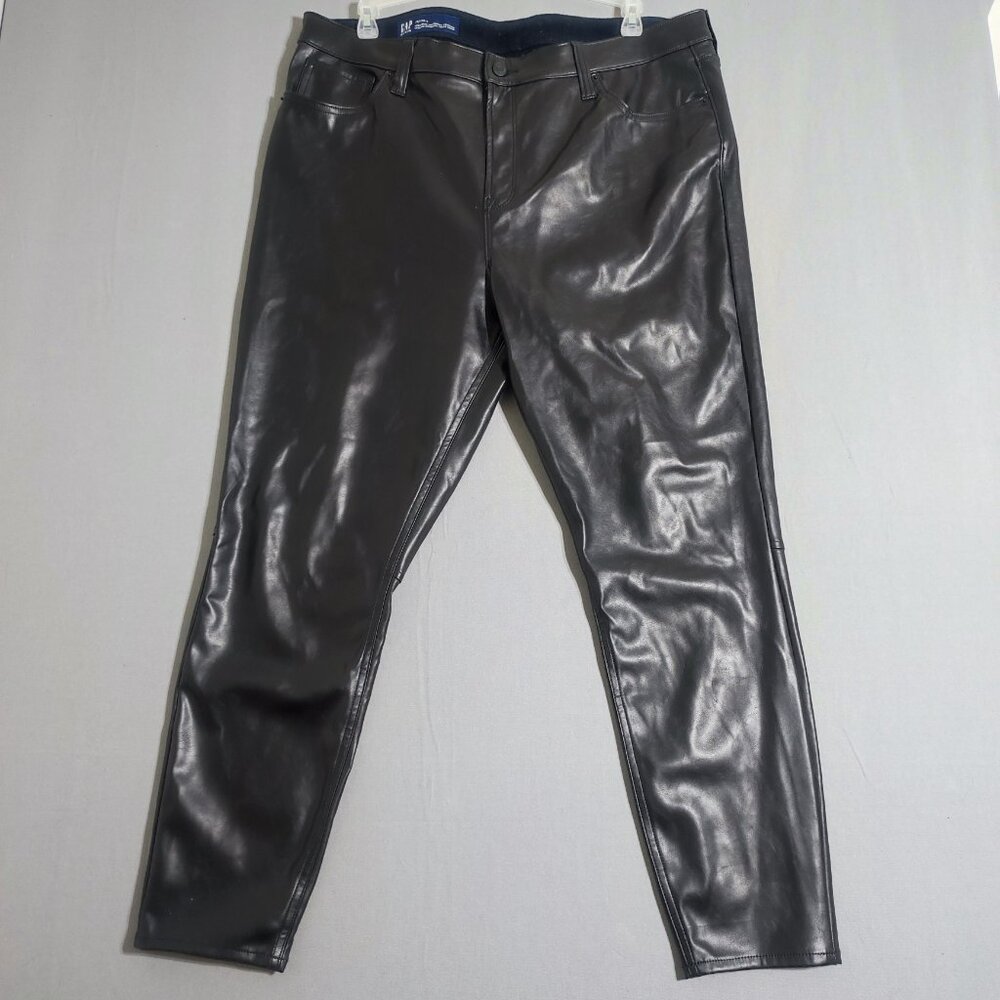 GAP Denim vegan leather high-rise universal legging women's size 20/35R black
